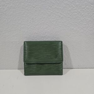 Louis Vuitton Green Epi Elise Compact Wallet. COA Included